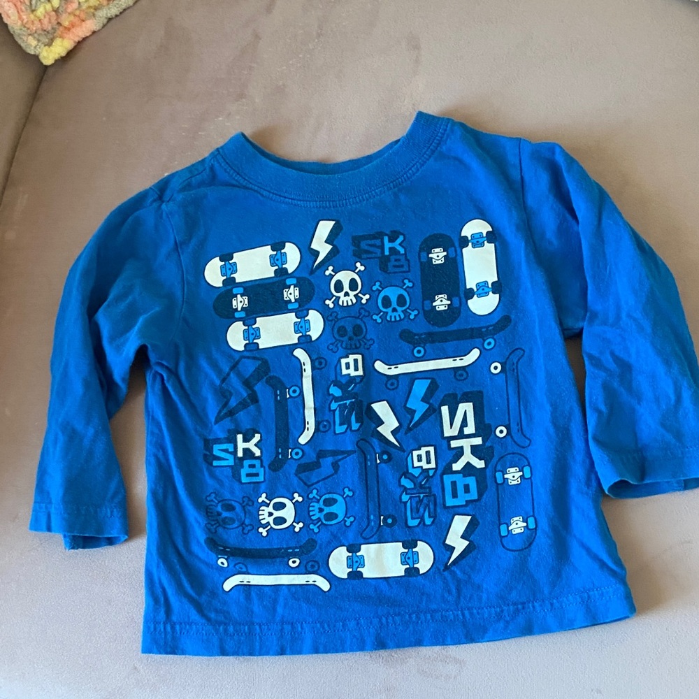 3/$15 Bright Blue Skateboard Graphic Long Sleeve Tee 12 mos